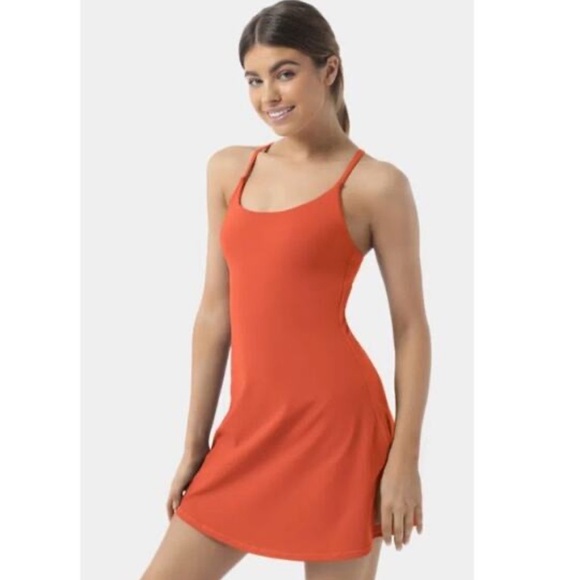 HALARA Dresses & Skirts - Halara Everyday 2-in-1 Workout Dress Cloudful Dress Red Orange Size Large NWT
